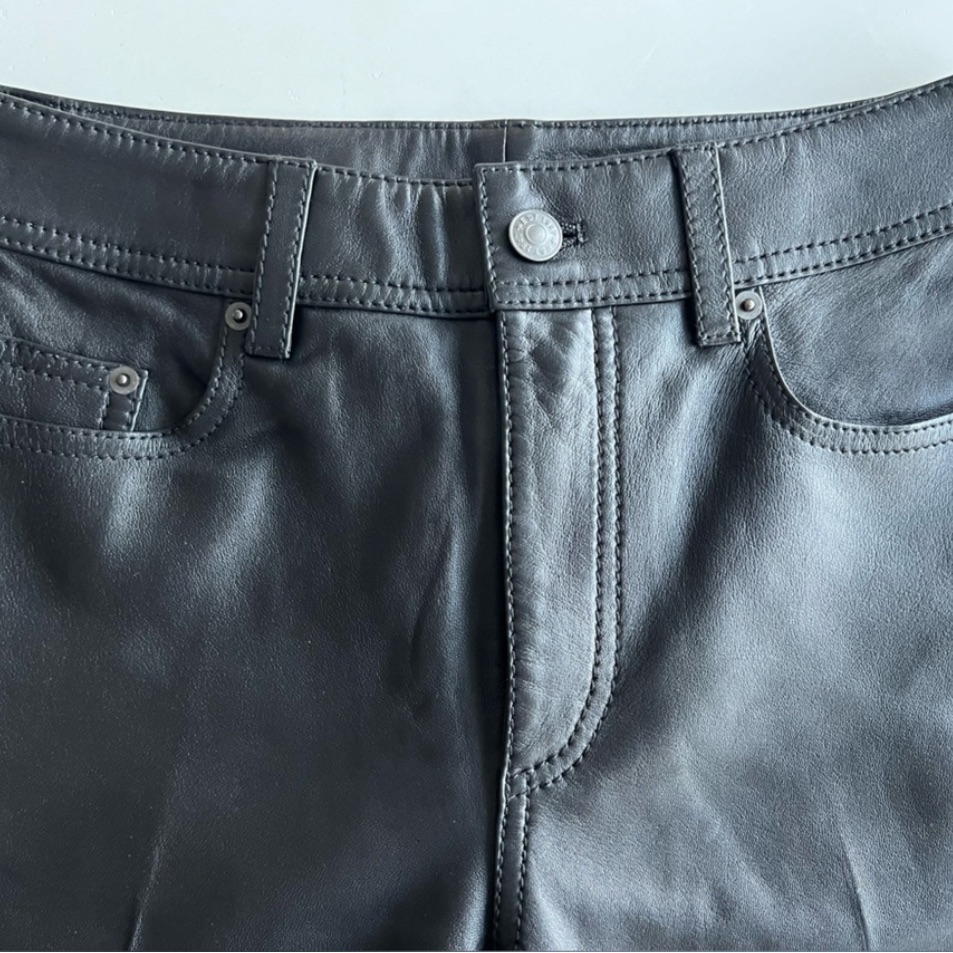 Nwot 5-Pocket Pants In Soft Leather. Slim Fit, Straight Leg Regular Waist. S 2